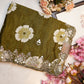 Mirror work scallop border with flower design print & fancy silk ##SR069