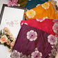 Mirror work scallop border with flower design print & fancy silk ##SR069