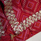 🌺 Fancy Bandhani Saree with Stitched Blouse – Moss Georgette Fabric🌺  ##SR015