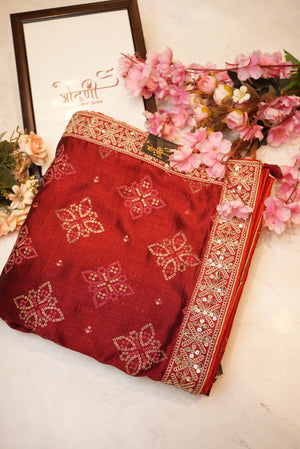 Rajasthani saree with print & blouse ##SR074