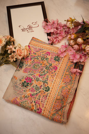 pure cotton pashmina saree with zari wawing ##SR075