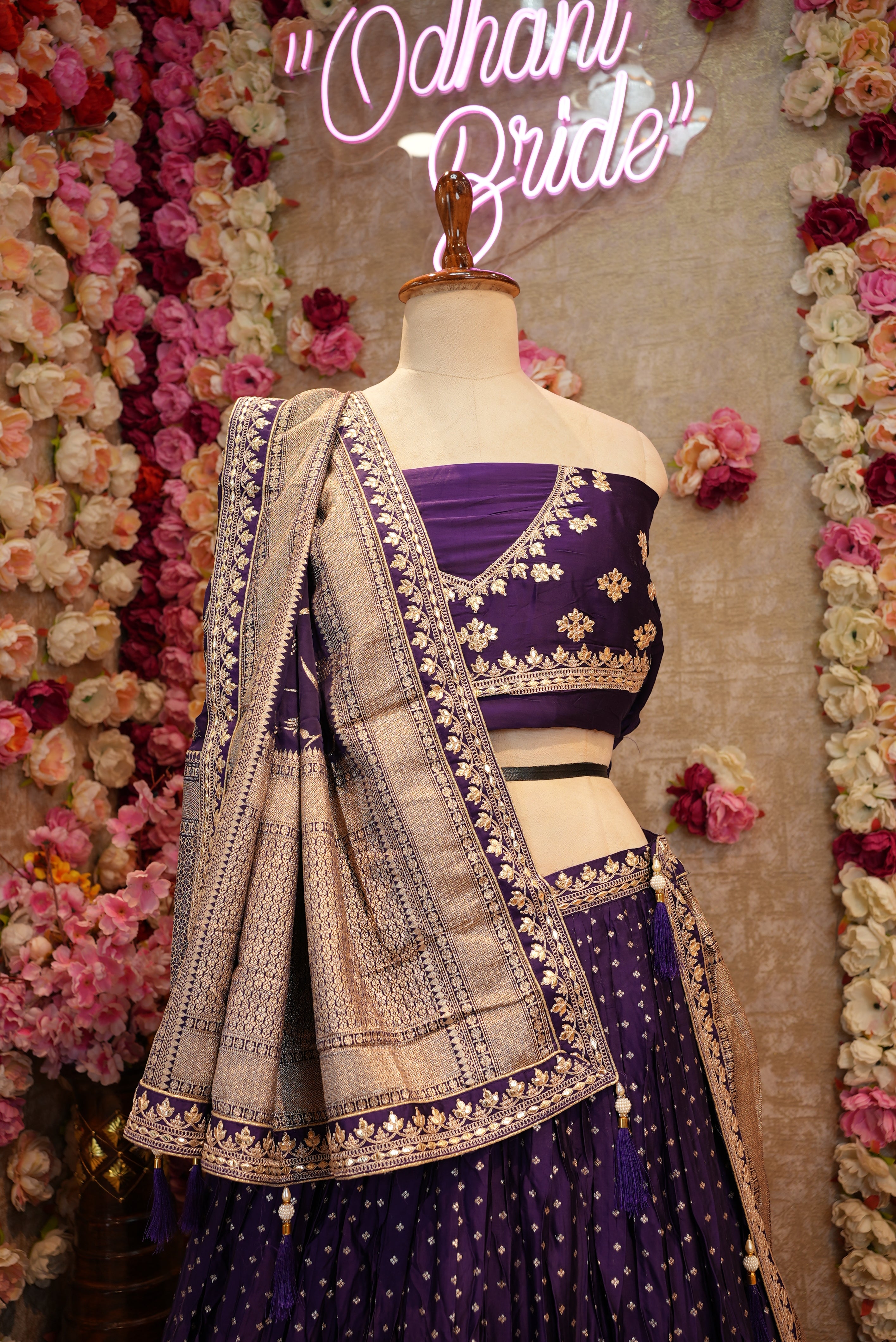 HO Silk Lehenga with Gota Patti Work, Heavy Blouse & Border Dupatta