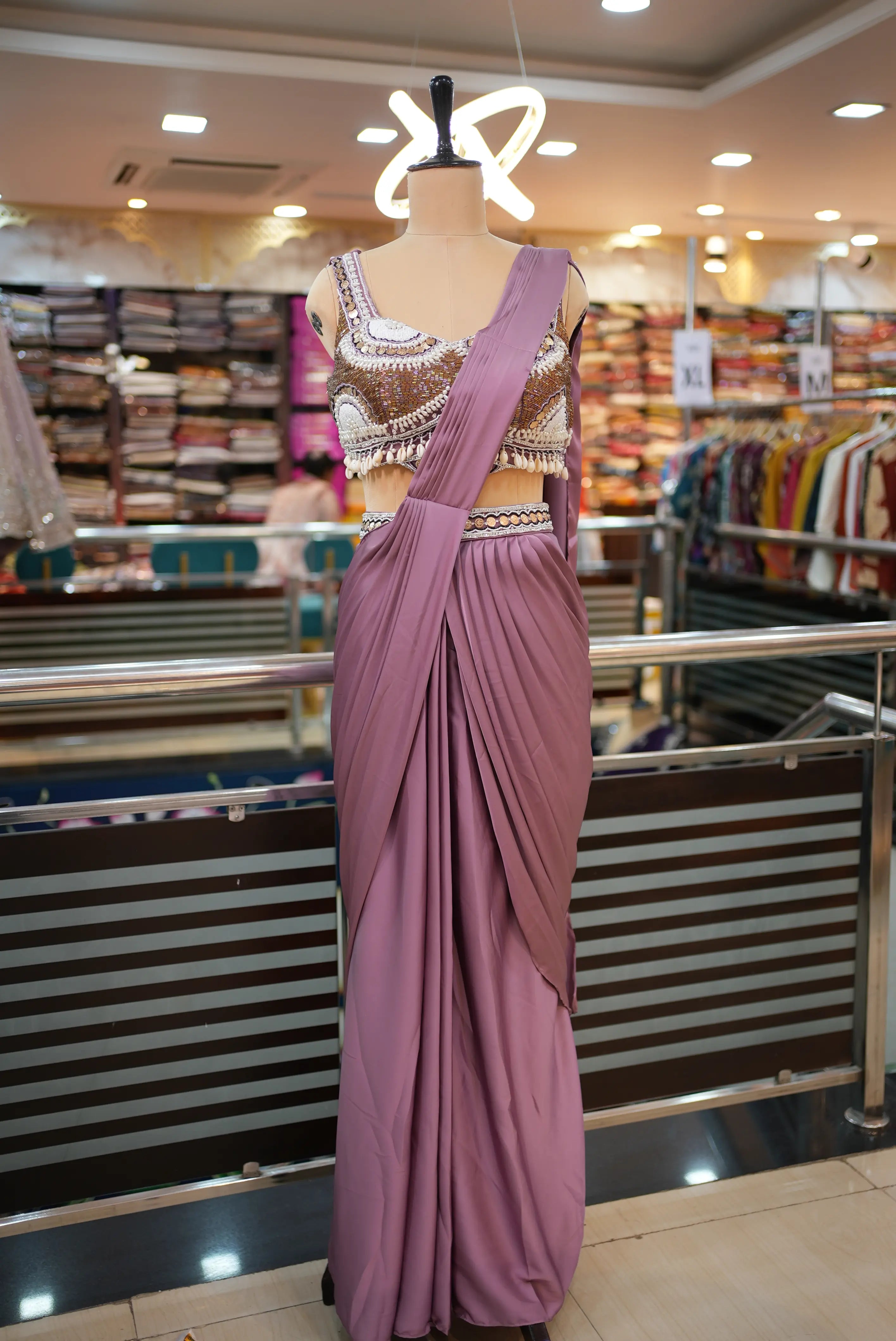 Heavy Handwork Co-Ord Set Saree with Stitched Blouse