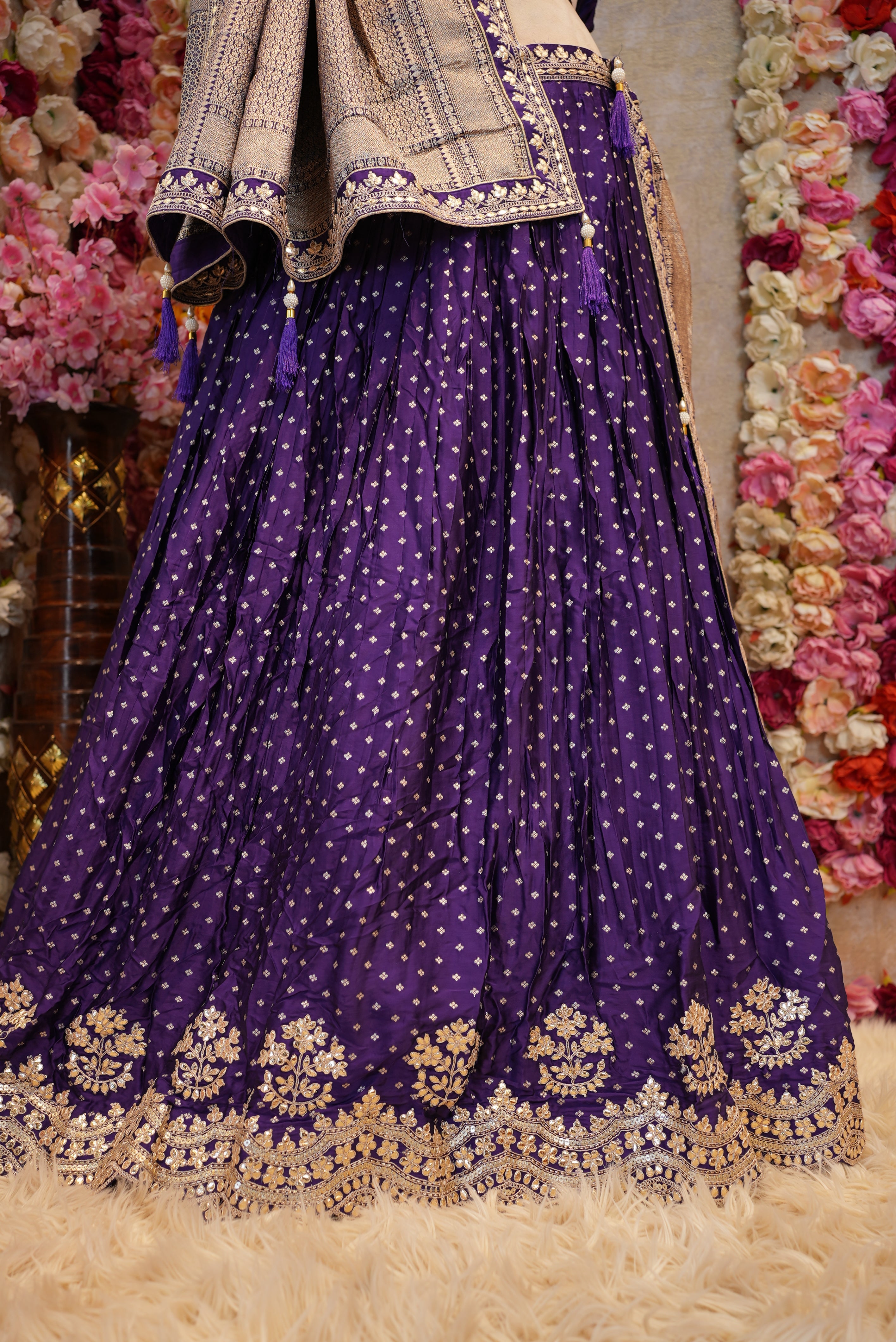 HO Silk Lehenga with Gota Patti Work, Heavy Blouse & Border Dupatta