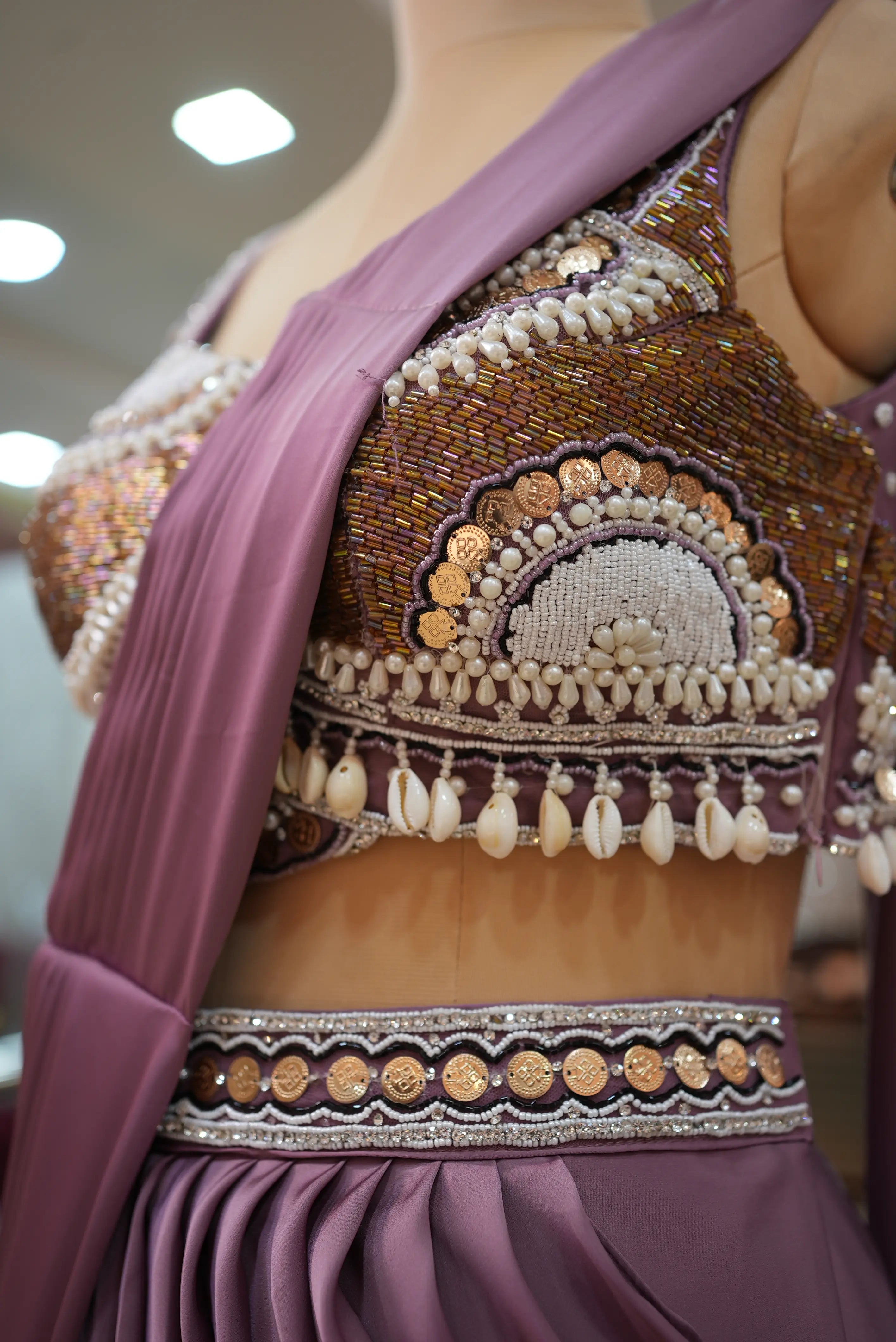 Heavy Handwork Co-Ord Set Saree with Stitched Blouse