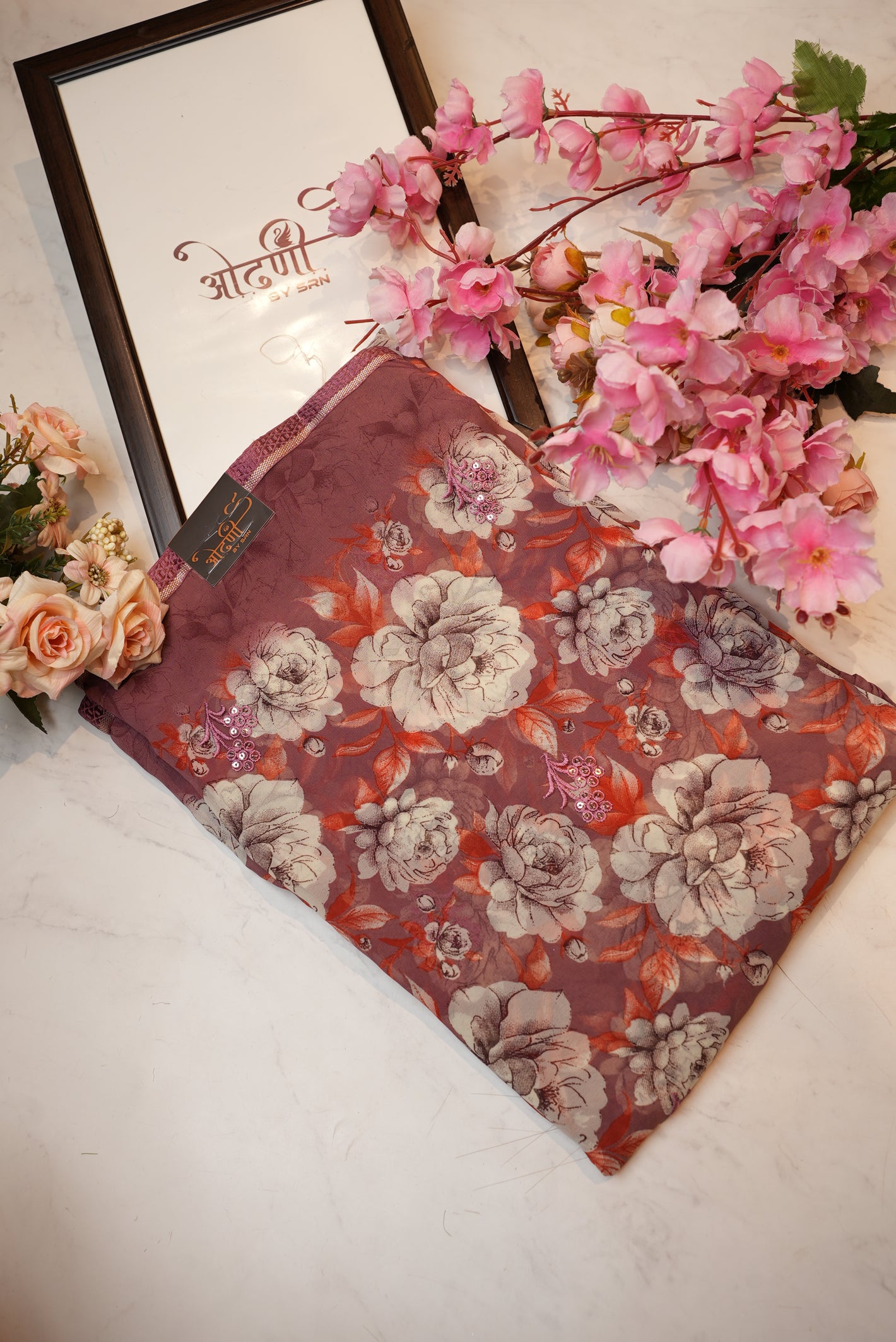 weight less fabric saree with sequnce bulk & border ##SR077