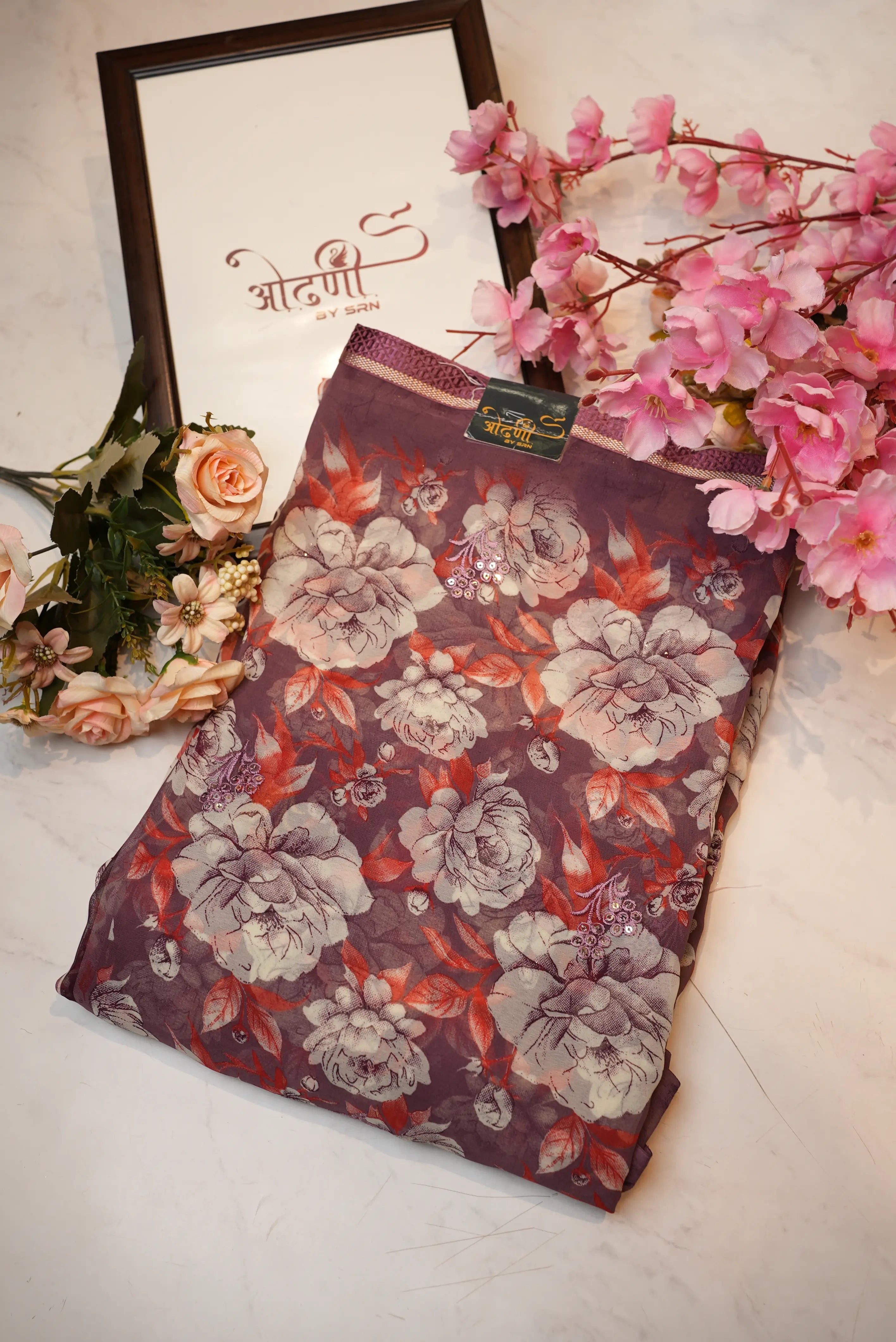 Lightweight Saree with Sequence Buta & Border