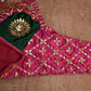 SATIN FABRIC AANGI HANDWORL BLOUSES WITH KACHI GOTA PATTI WORK JAAL (RANI PINK WITH GREEN)  ##HB030