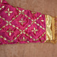 SATIN FABRIC AANGI HANDWORL BLOUSES WITH KACHI GOTA PATTI WORK JAAL (RANI PINK WITH GREEN)  ##HB030