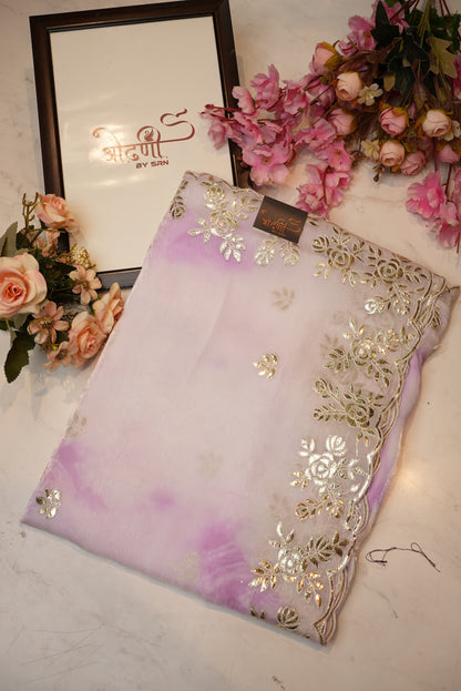 fandy simmer fabric  gota patti border saree with shibori print ##SR078