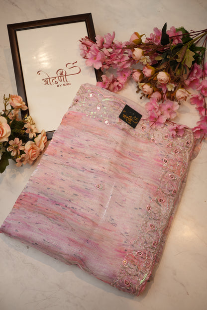 sequnce border with jimmy fabric shibori print saree ##SR079