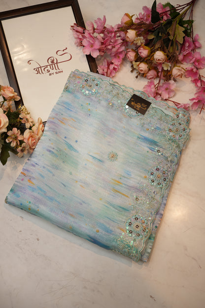 sequnce border with jimmy fabric shibori print saree ##SR079