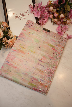 sequnce border with jimmy fabric shibori print saree ##SR079
