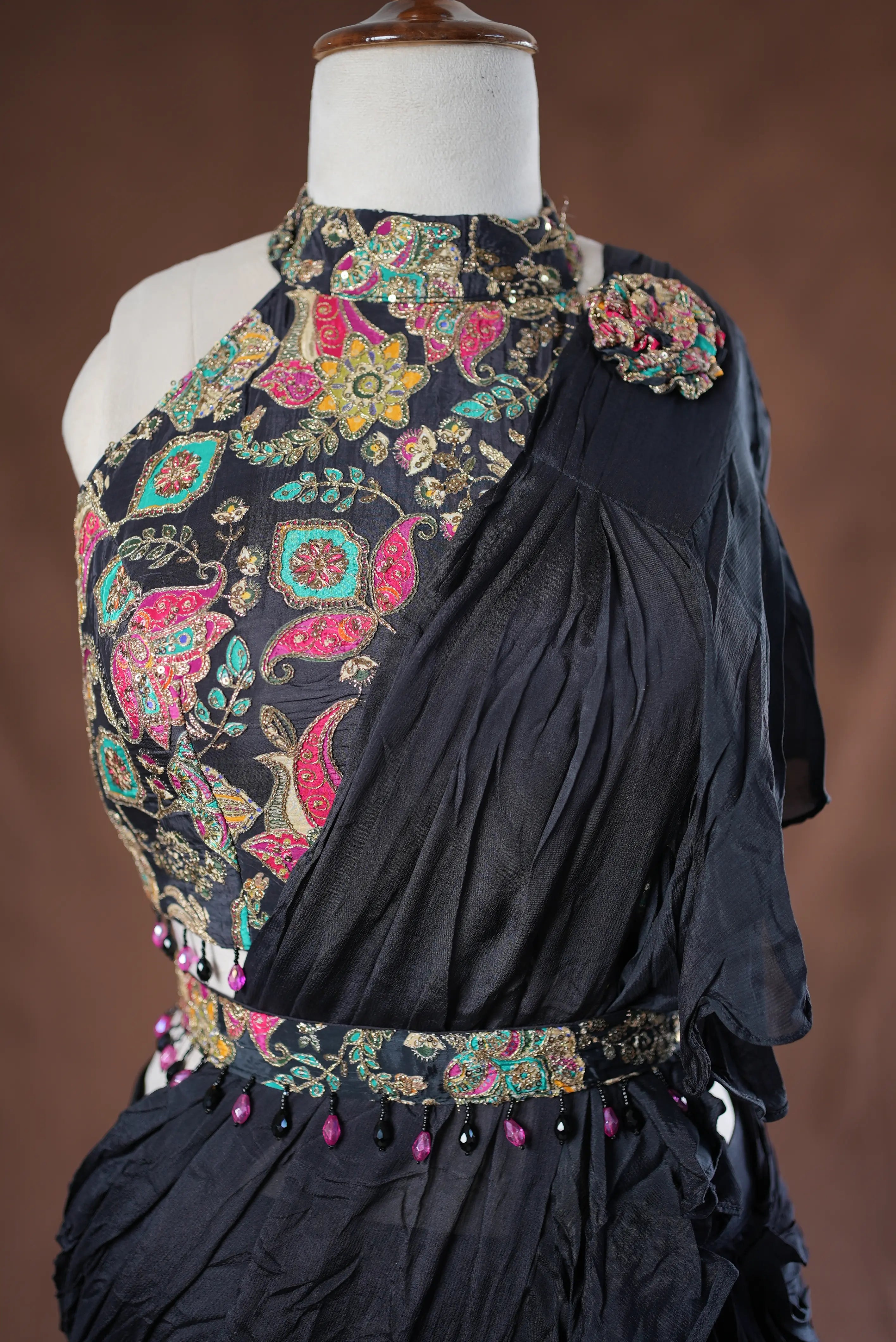 Navratri Special Indo-Western Saree with Stitched Blouse