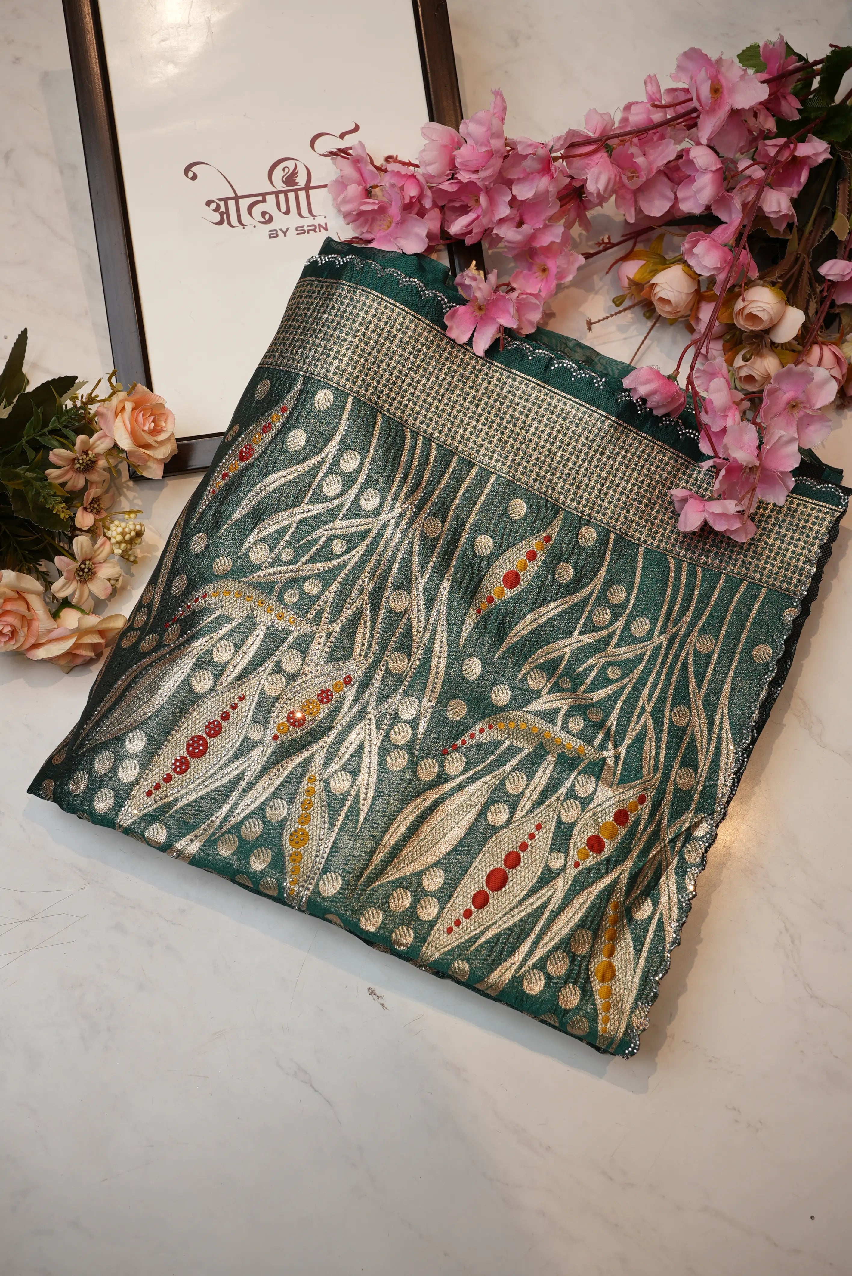Cotton Saree with Woven Zari & Jarkan Work