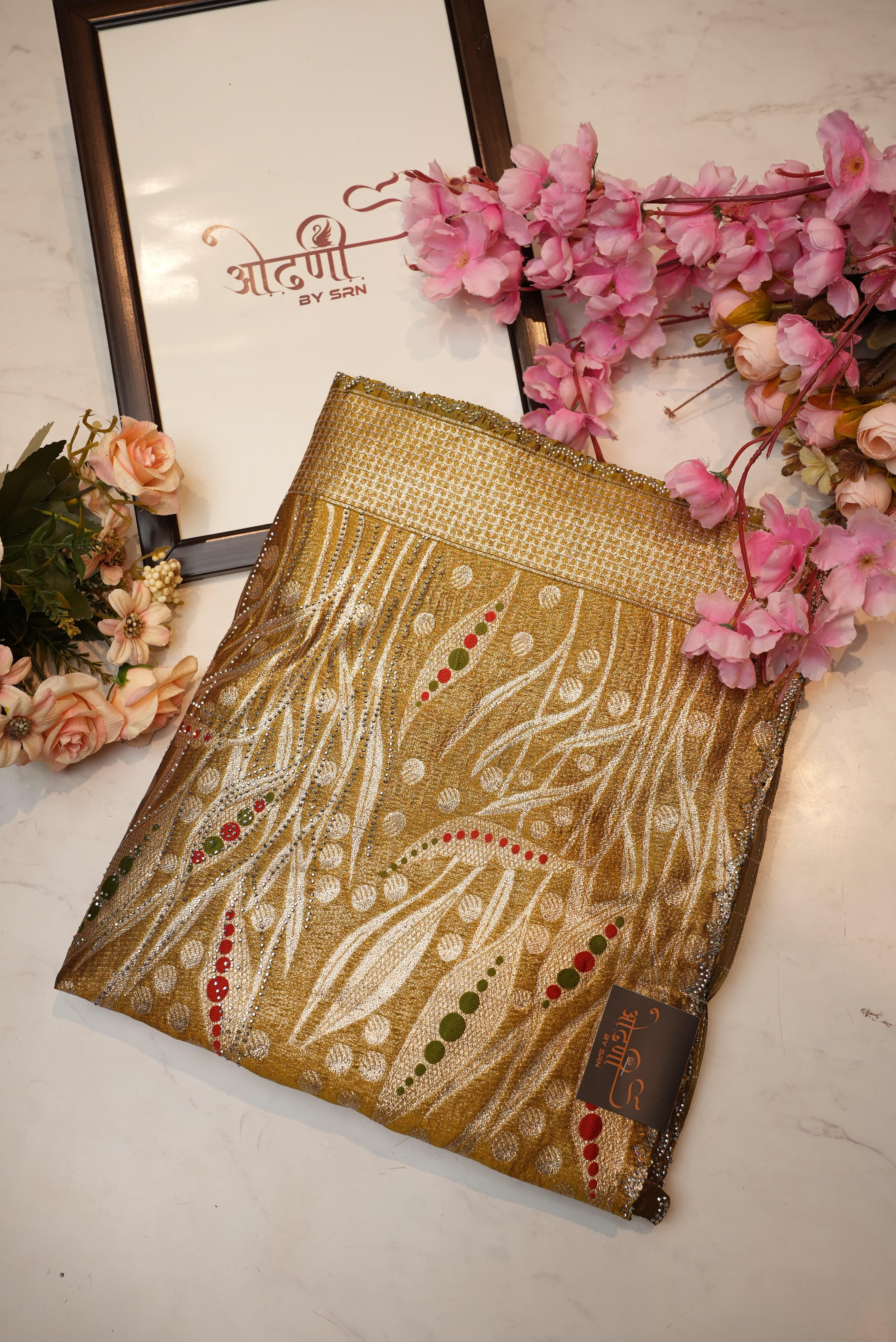 Cotton Saree with Woven Zari & Jarkan Work