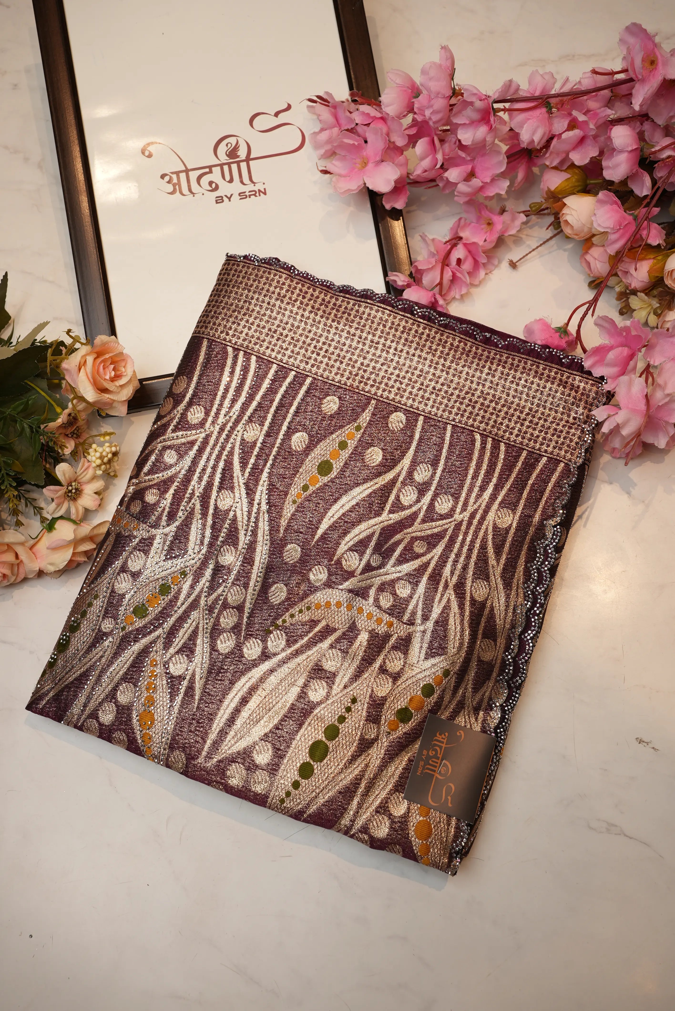 Cotton Saree with Woven Zari & Jarkan Work