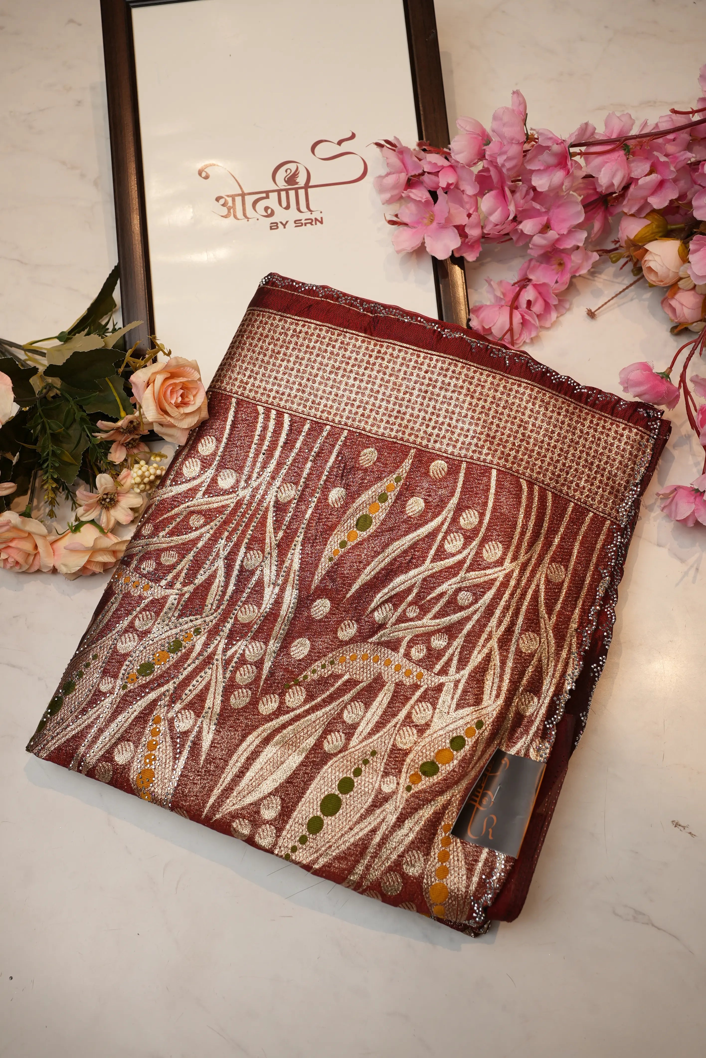 Cotton Saree with Woven Zari & Jarkan Work