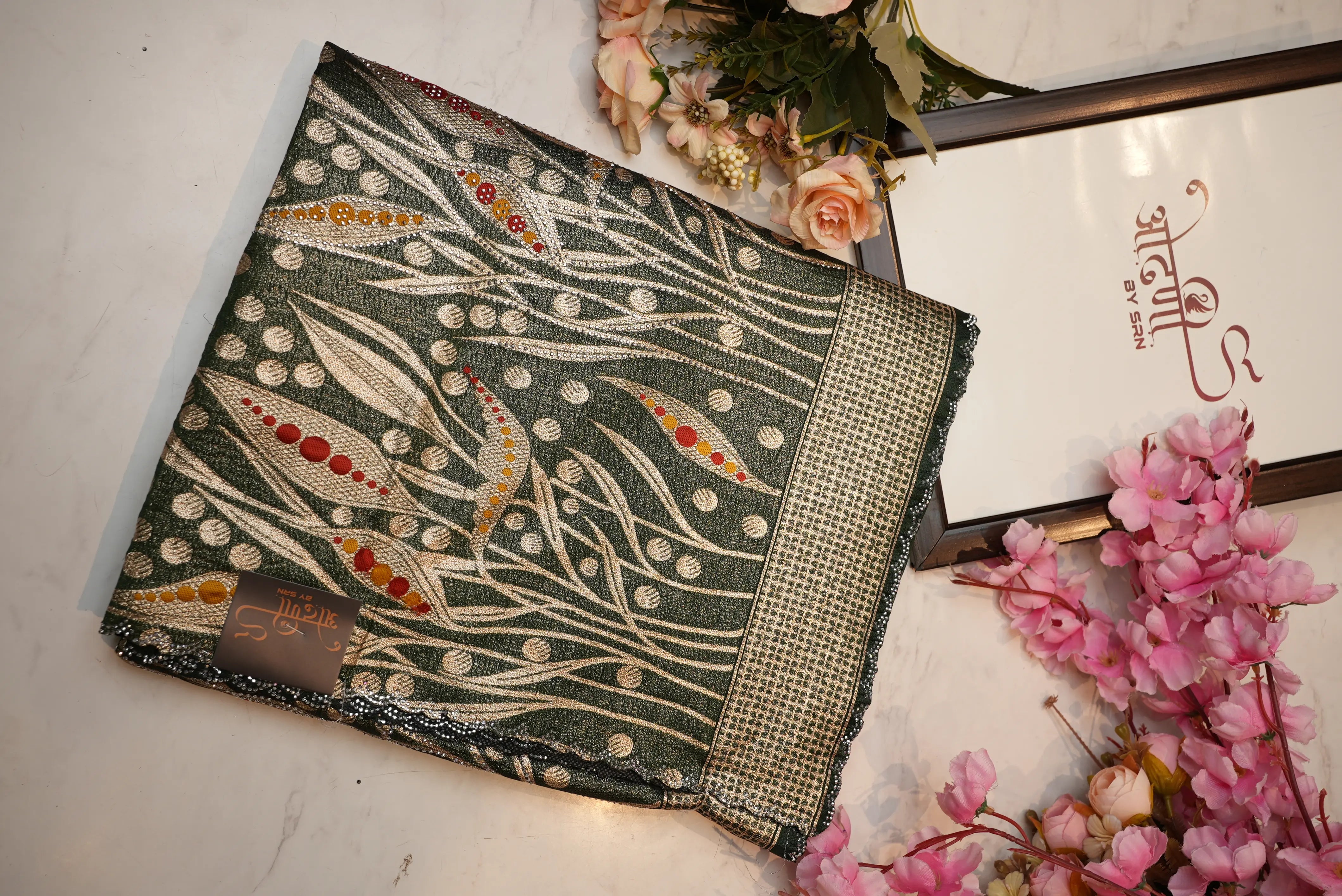 Cotton Saree with Woven Zari & Jarkan Work