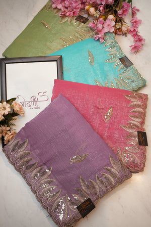 simmer fabric saree with siquence work border ##SR082