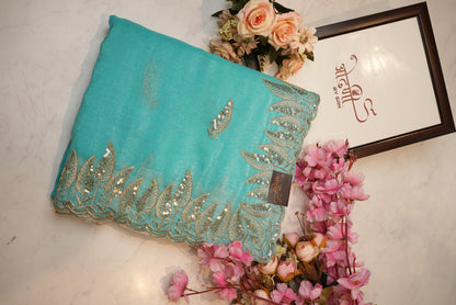 simmer fabric saree with siquence work border ##SR082