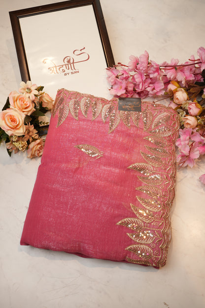 simmer fabric saree with siquence work border ##SR082