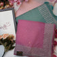 crystal fabric saree with pittan border jerkan work ##SR083