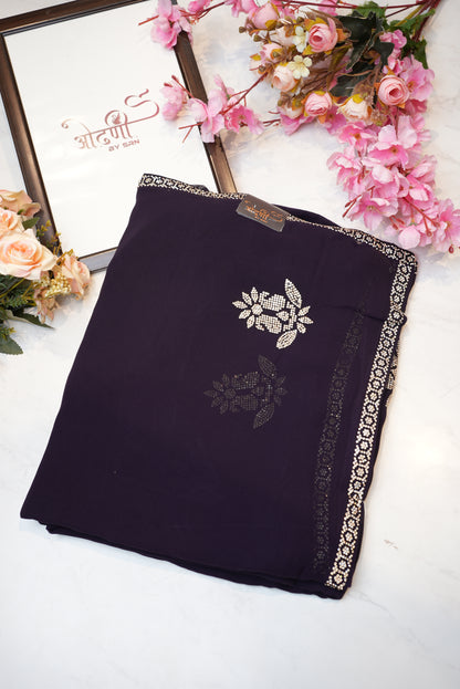 zorjat fabric saree with jerkan work border garlish pattern ##SR084