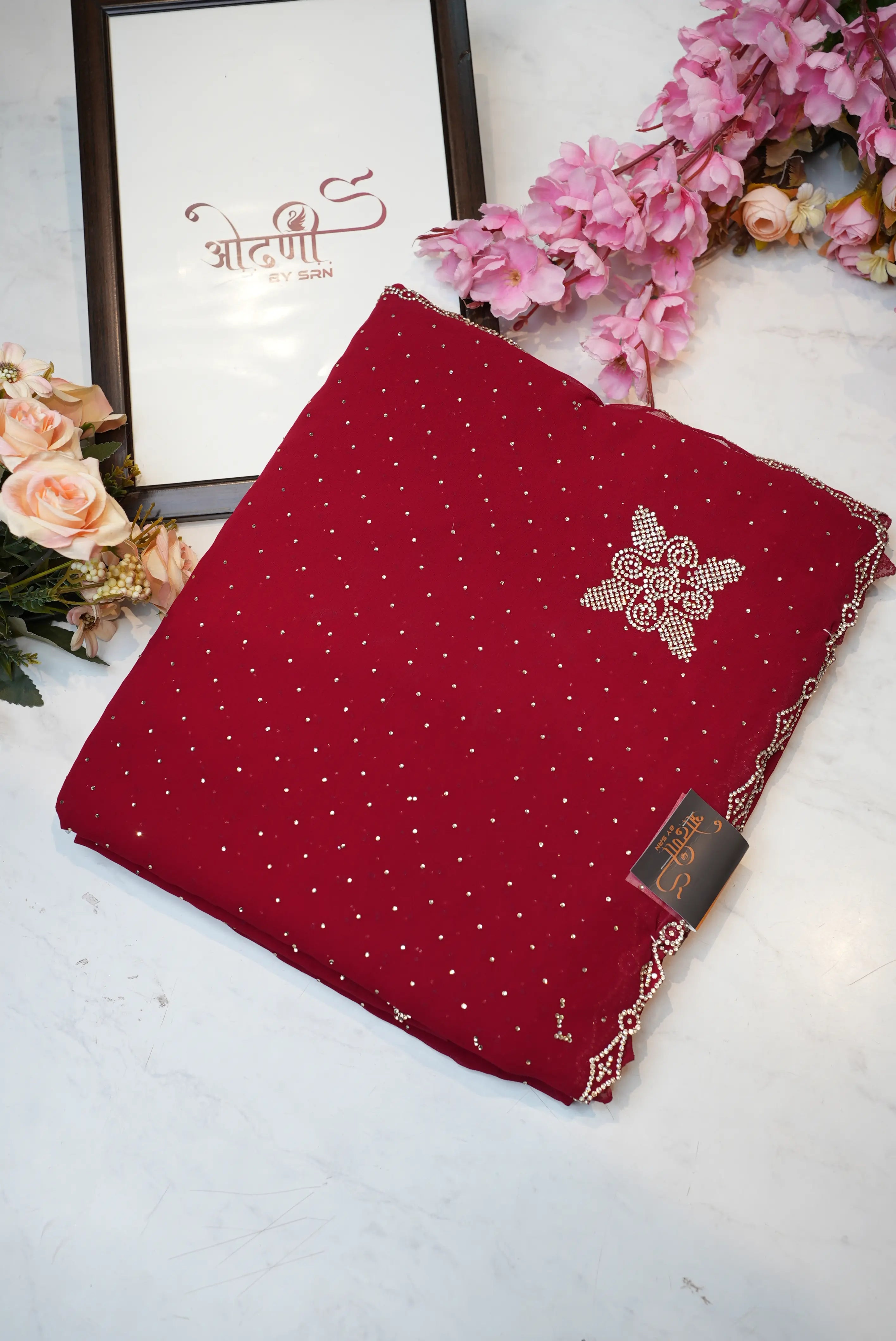 Zorjat Fabric Saree with Jarkan Work
