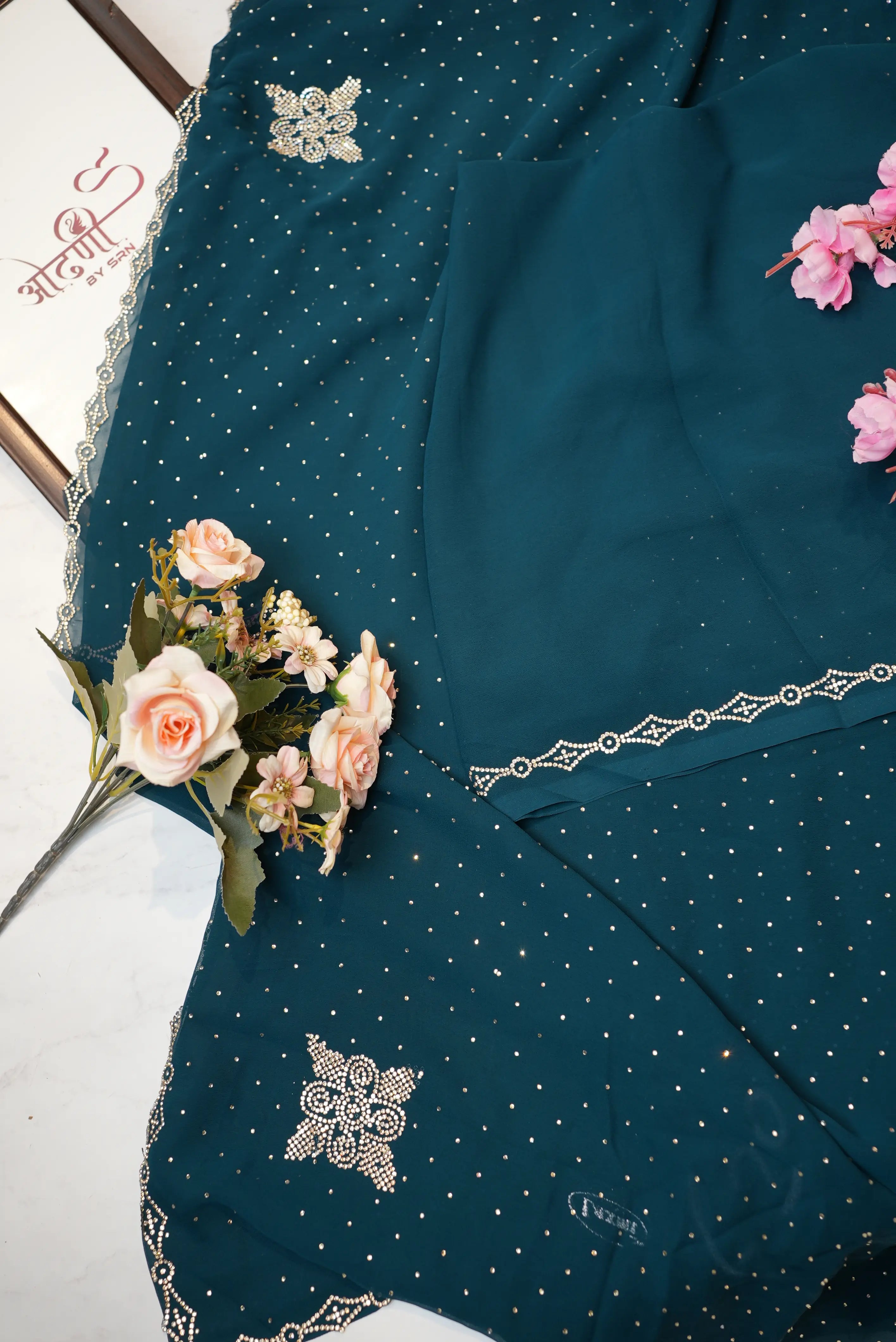 Zorjat Fabric Saree with Jarkan Work