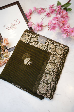 synthetic fabric saree with pittan border work ##SR087