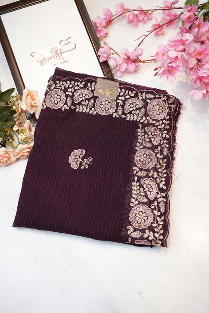 synthetic fabric saree with pittan border work ##SR087