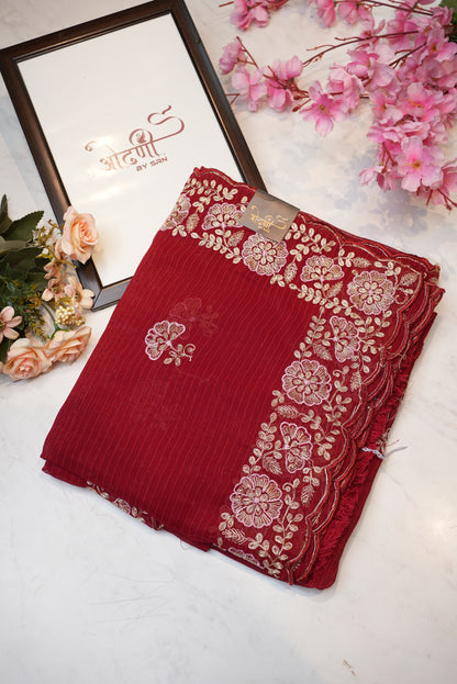 synthetic fabric saree with pittan border work ##SR087