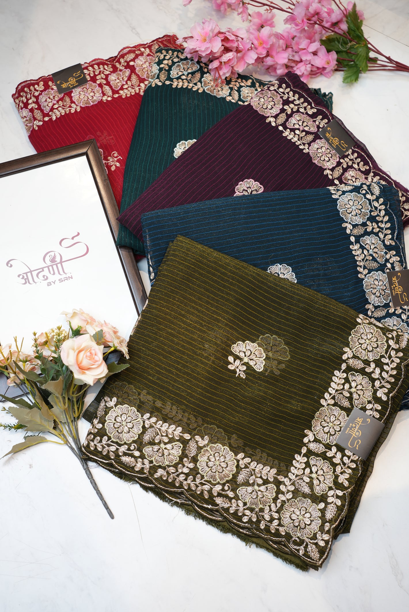 synthetic fabric saree with pittan border work ##SR087