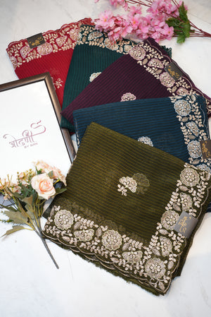 synthetic fabric saree with pittan border work ##SR087