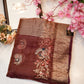 mosam fabric  saree woven  zari border with embroidery work ##SR088