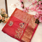 mosam fabric  saree woven  zari border with embroidery work ##SR088
