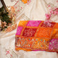 Butterfly pattern patchwork with chinon fabric and bandhni blouse ##SR0112