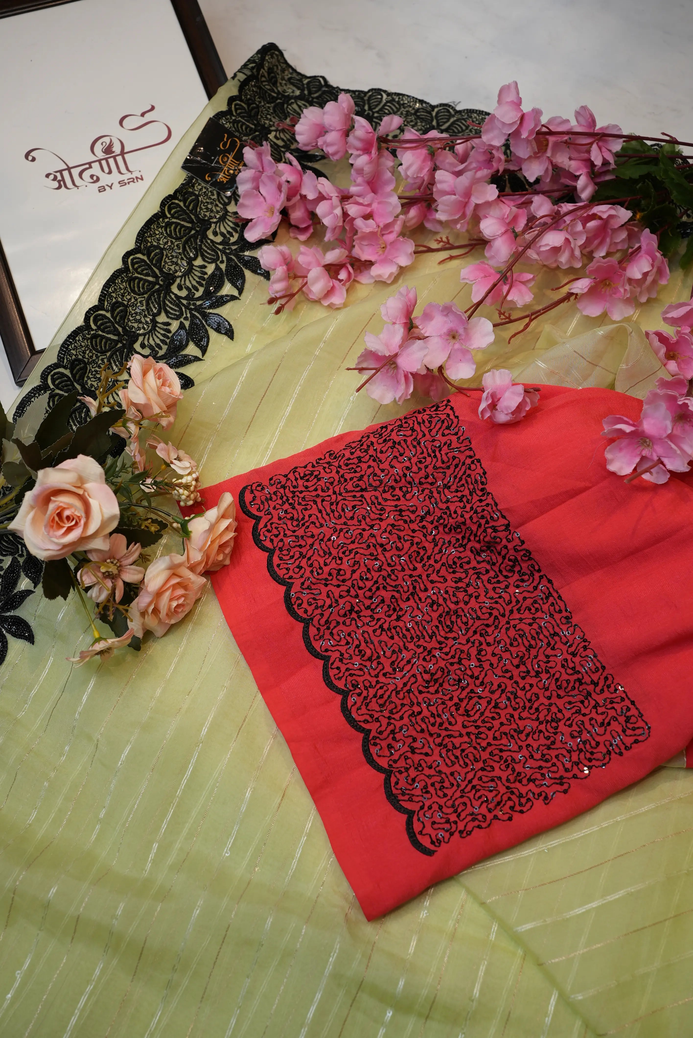 Tissue Fabric Saree with Contrast Border