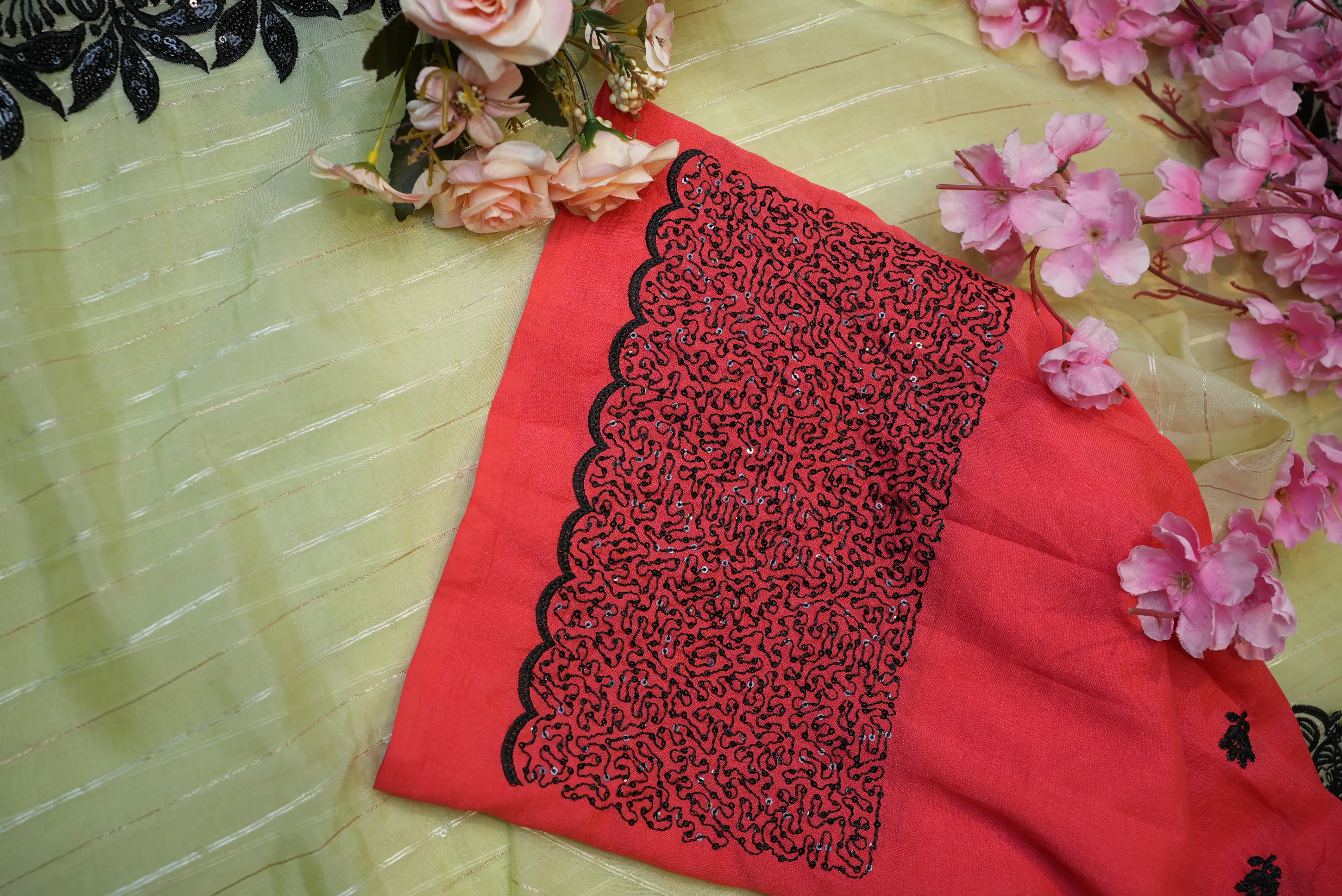 Tissue Fabric Saree with Contrast Border