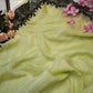 tissue fabric with contrast border saree ##SR090