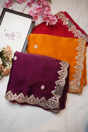 jimmy fabric saree with pitten border & butti ##SR091