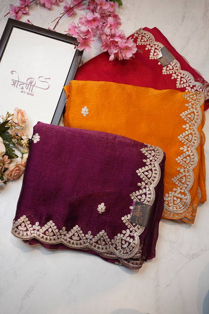 jimmy fabric saree with pitten border & butti ##SR091