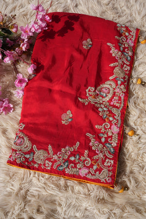 KARWA CHAUTH SPECIAL HANDWORK SAREE (WITH BLOUSE) ##SR501
