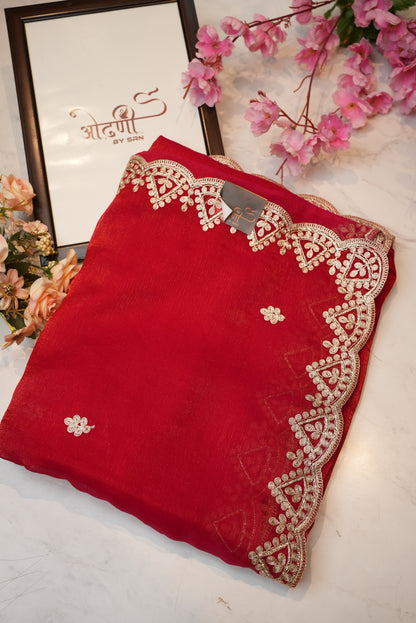 jimmy fabric saree with pitten border & butti ##SR091