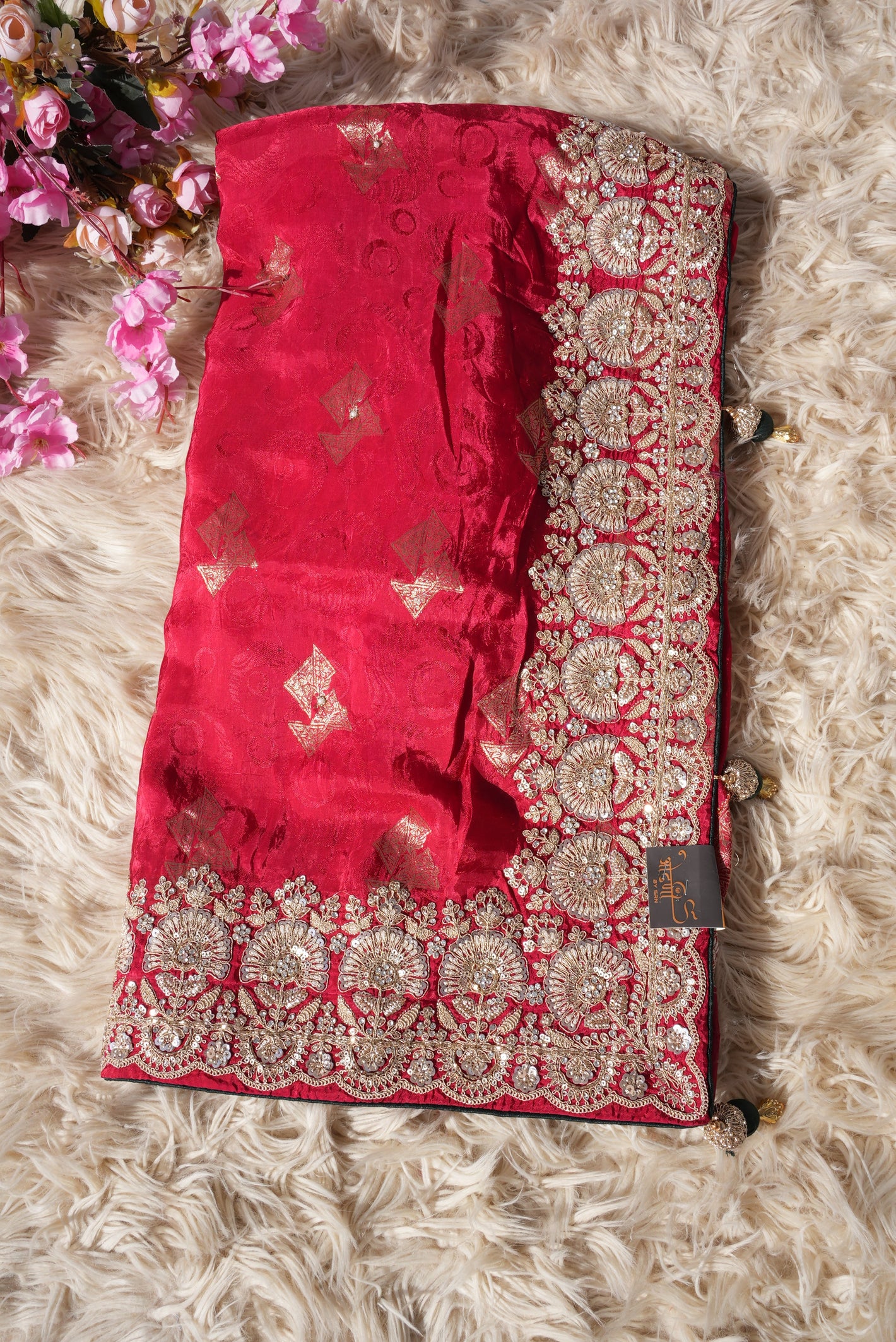 KARWA CHAUTH SPECIAL HANDWORK SAREE (WITH BLOUSE) ##SR502