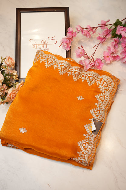 jimmy fabric saree with pitten border & butti ##SR091