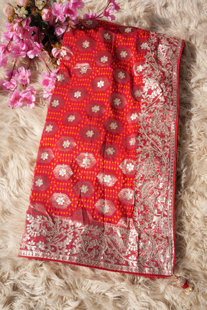 KARWA CHAUTH SPECIAL HANDWORK SAREE (wITH BLOUSE) ##SR504
