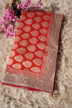 KARWA CHAUTH SPECIAL HANDWORK SAREE (WITH BLOUSE) ##SR503