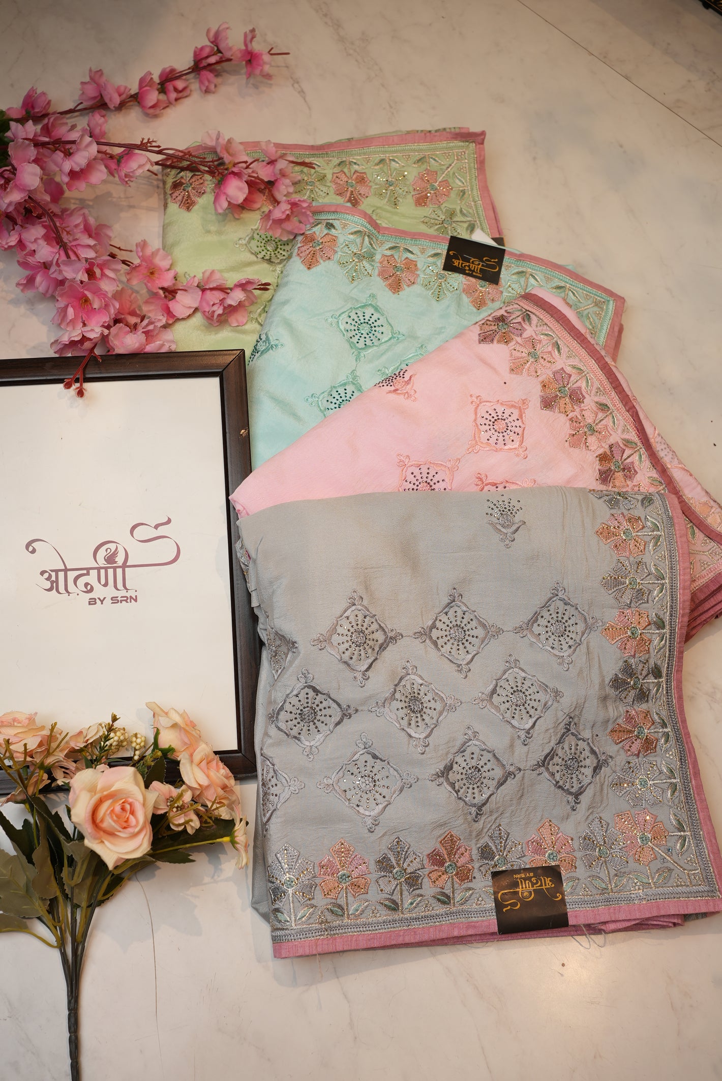 vichitra fabric saree with embroidery work ##SR092